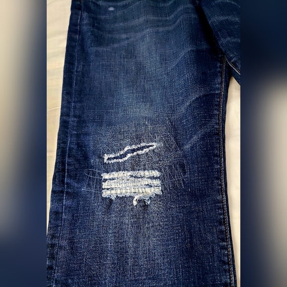 GAP 1969 Indigo Destructed/Repaired Stretch Slim Fit Jeans - 36x32 - Picture 8 of 14